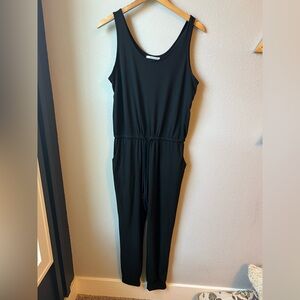 REORIA Black One Piece Sleeveless Tank-Style Jumpsuit with Drawstring, Sz L